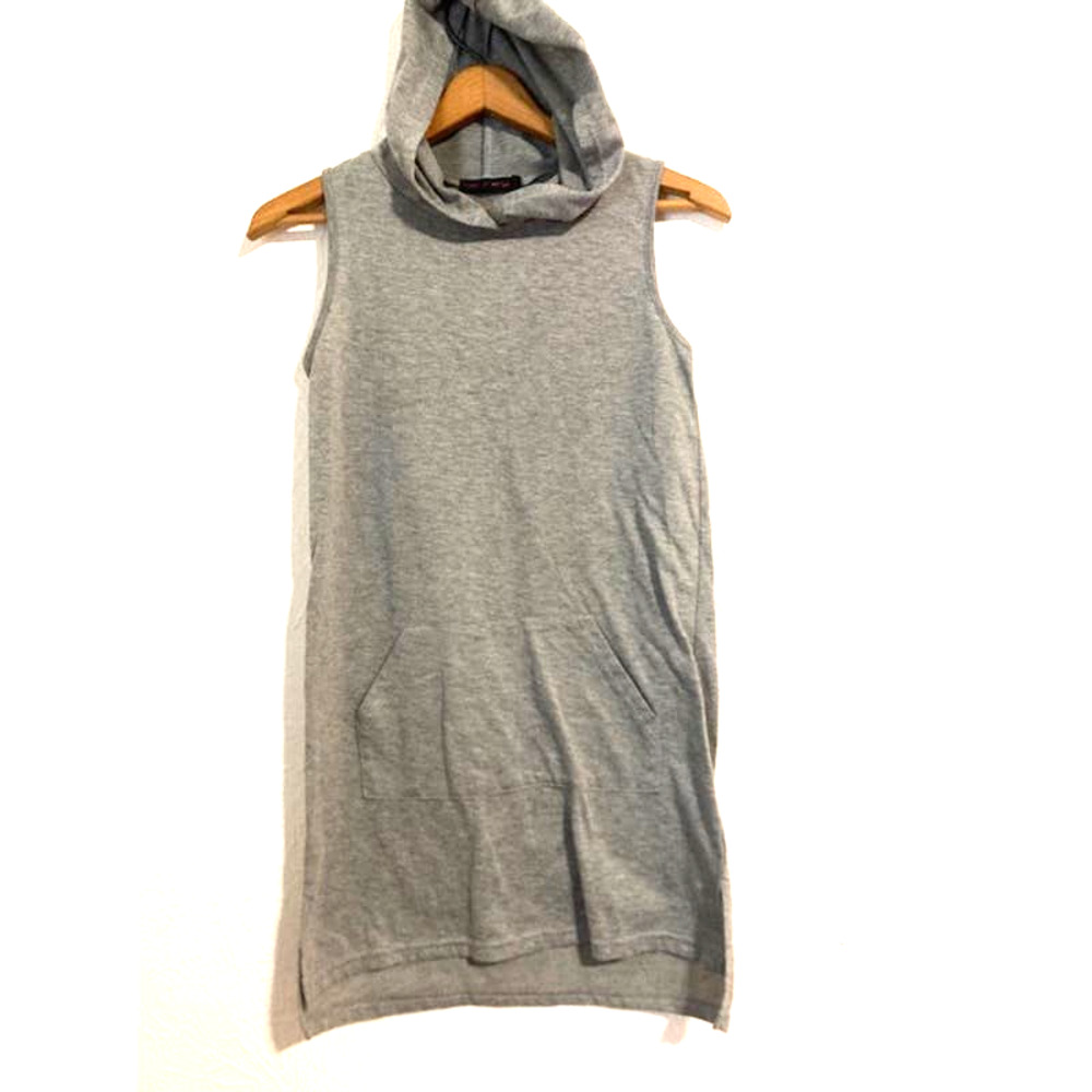 Gray Sleeveless Hooded Tunic with POCKETS - LOL Always Mini Dress - Size Small